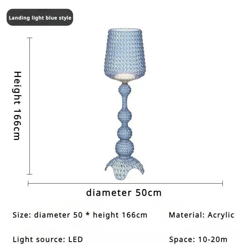Italian Designer Hollowed Acrylic Floor Lamp E27 500x1650mm AC 110-240V White Black Blue