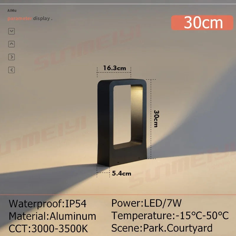 IP65 LED Outdoor Lawn Lamp 10W Die Cast Aluminum Acrylic Fixed Base AC 85-265V Warm White Cool White Garden Path Landscape Black