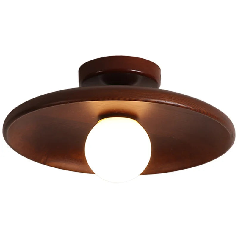 Nordic Japanese Bamboo Wood Glass LED Ceiling Lamp E26 E27 Surface Mount AC 90-260V Corridor