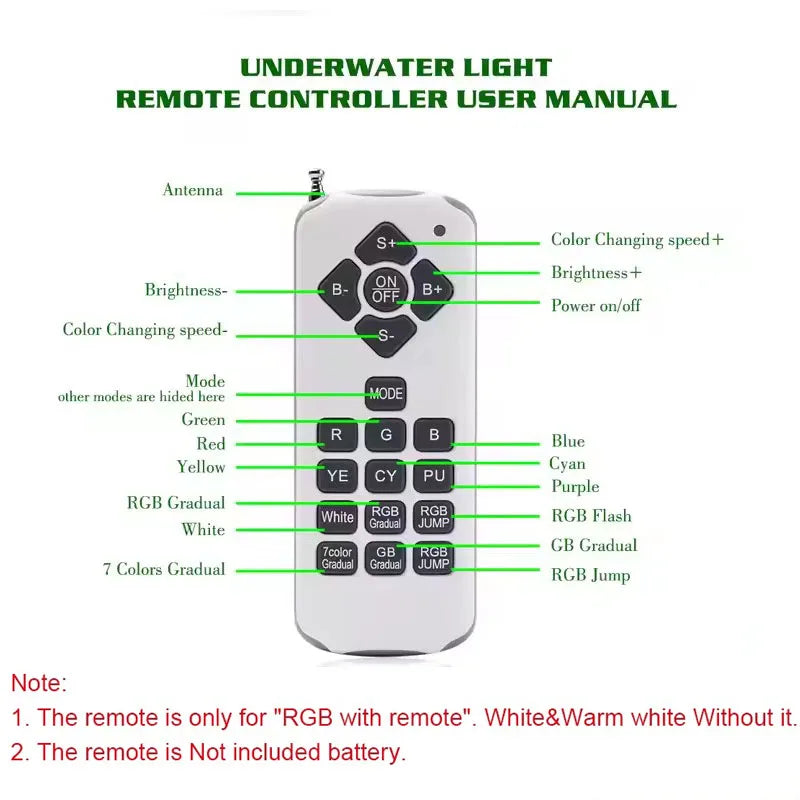 PAR56 LED Pool Light 18W 35W 54W IP68 AC/DC 12V RGB Remote Warm White Cool White D178mm
