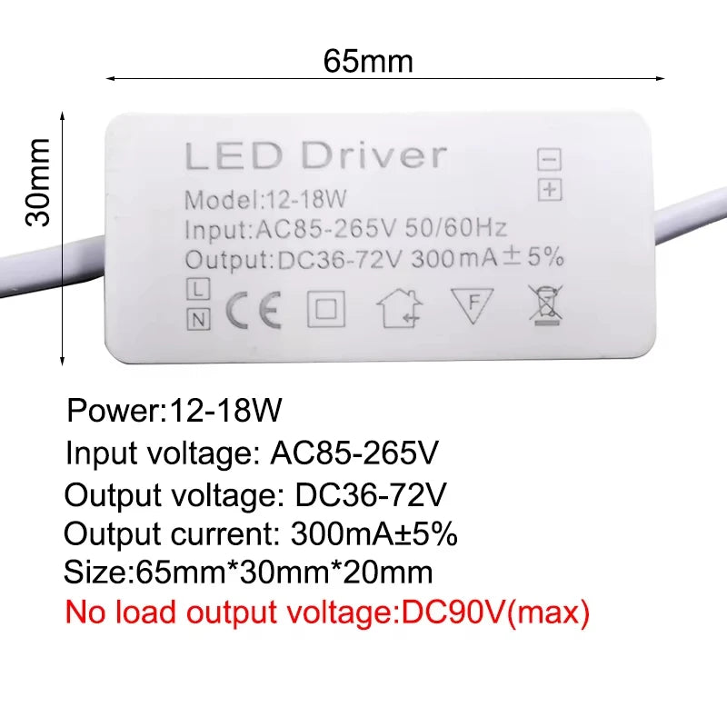 Constant Current LED Driver 300mA 350mA 1-3W to 25-36W AC 85-265V OVP Overload Protection