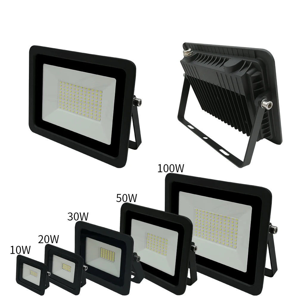 LED Flood Light 10W 20W 30W 50W 100W IP68 120° AC 110-240V Die-Cast Aluminum Black Shell