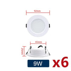 LED Recessed Downlight 5W 9W 12W 15W 18W Epistar DC12V DC24V AC110-220V 120° 6 Pack