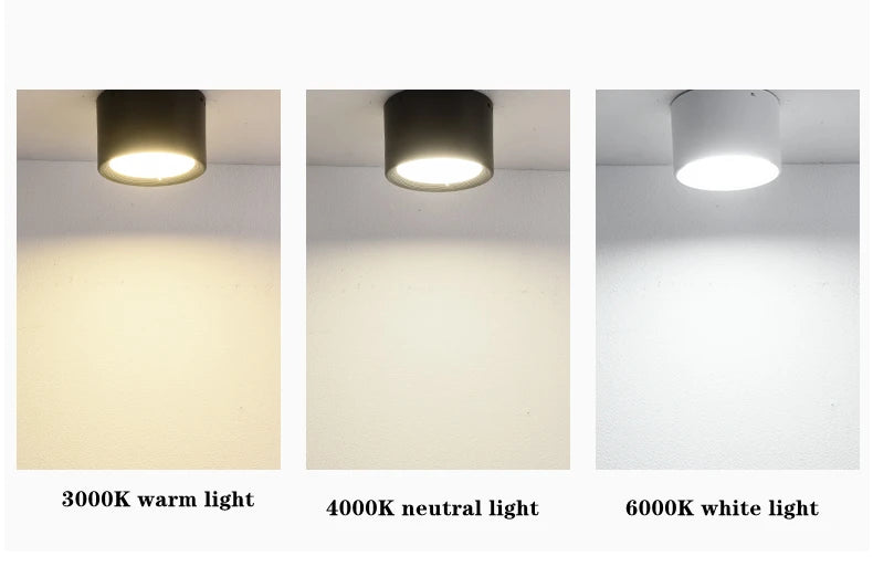 Dimmable COB LED Surface Mounted Downlight 5W 7W 9W 12W 15W 20W Frosted Aluminum Knob Switch IP42 AC 85-265V Ceiling Spot