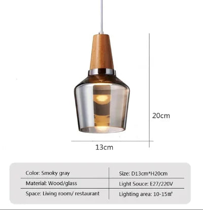 Modern LED Glass Pendant Light 12W 36W Gray Plated Full-Spectrum Touch Switch AC 90-260V
