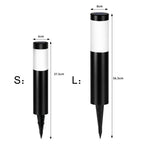 Solar LED Cylindrical Pathway Lawn Light IP65 Waterproof Stainless Steel Plastic Polycrystalline Panel Garden Walkway 2 Sizes