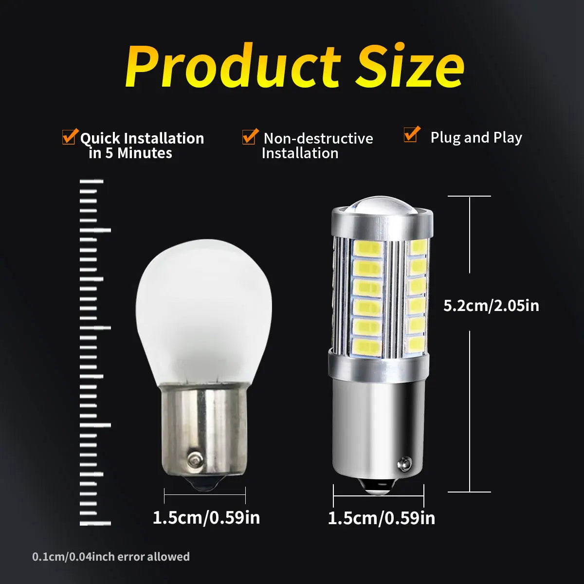 BA15S BA15D BAY15D BAU15S LED Bulb 5W 1200lm 5730 33SMD 12V Brake Signal 2 Pack