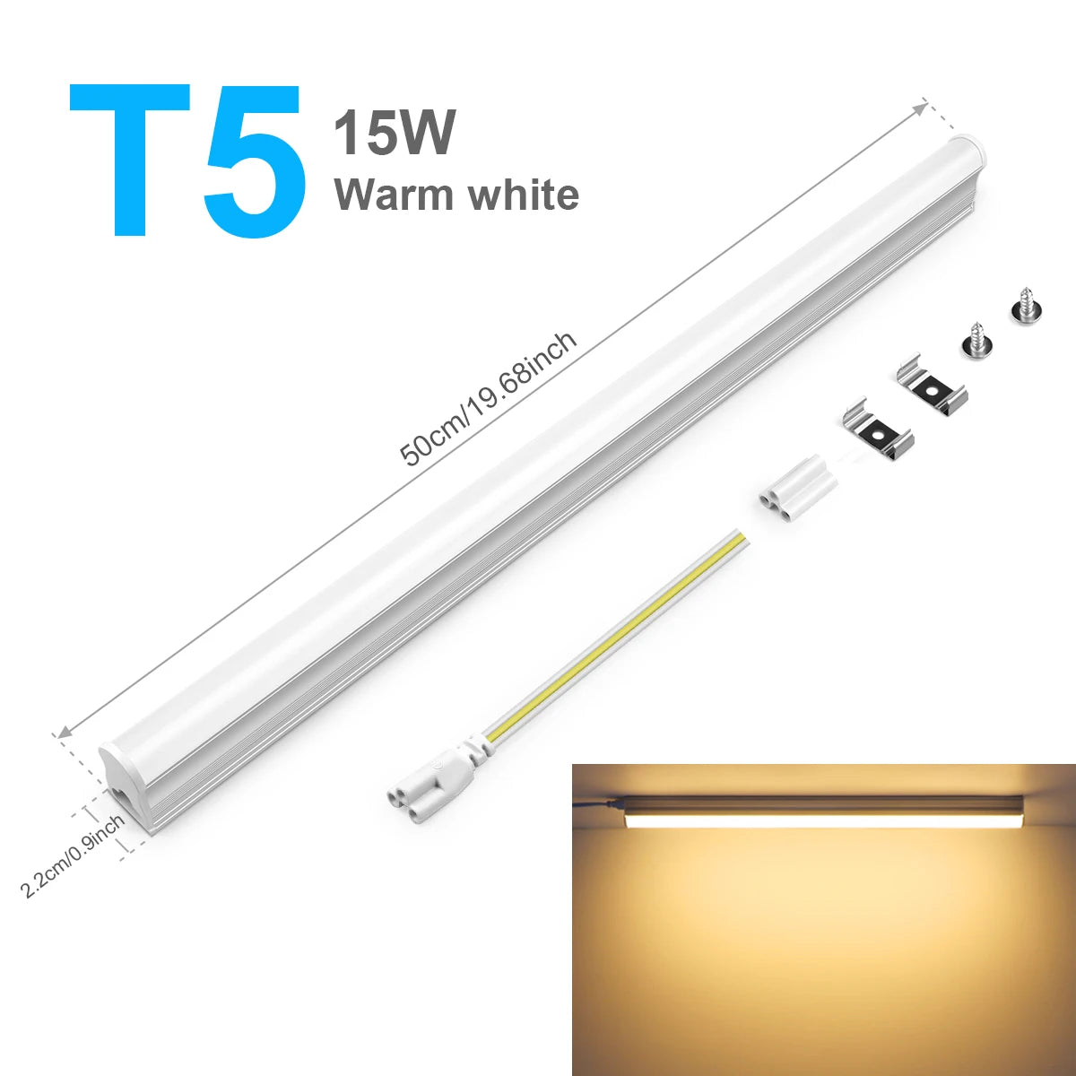 T5 T8 LED Tube 15W 25W 50cm SMD2835 CRI 80+ Warm Neutral Cool White 85-265V