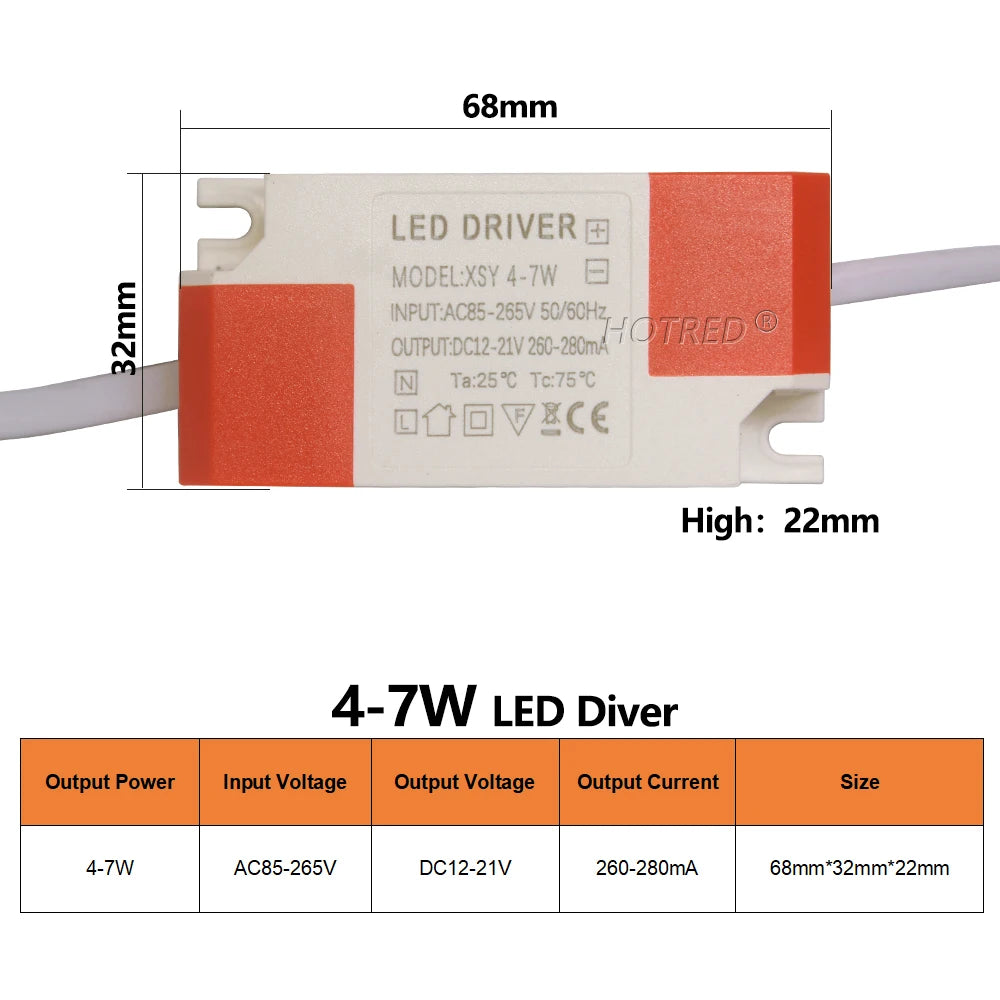 Isolated Constant Current LED Driver 1W-36W 260-300mA AC 85-265V Overvoltage Short Circuit Protection