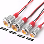 Metal LED Indicator Pilot Light Copper IP66 Waterproof 6mm 8mm 10mm 12mm Panel Mount AC DC 3-220V Red Yellow Blue Green White