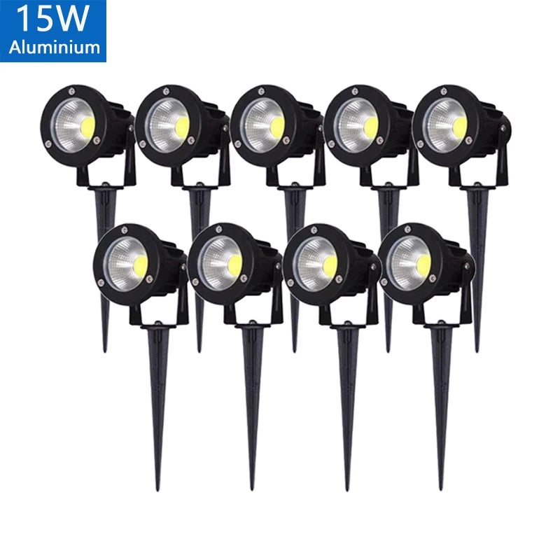 LED Garden Lawn Spike Light 5W 10W 15W 20W IP65 90-120lm/W AC 85-265V DC 12-24V Warm Cool RGB