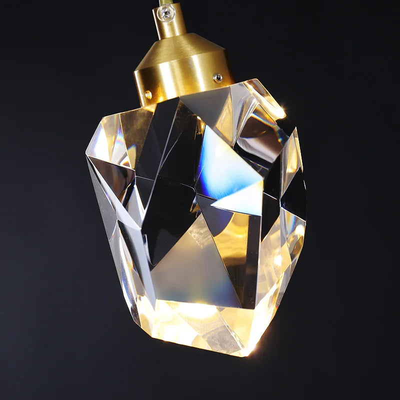 Modern Crystal Raindrop LED Chandelier Pendant Light 5 Head Gold Aluminum Cord Pendant AC 90-260V Living Room Dining Room