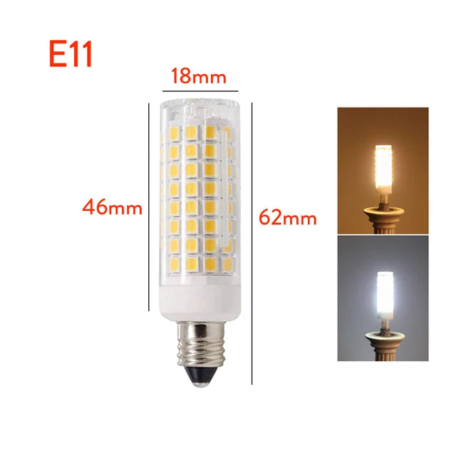 9W Dimmable LED Corn Bulb 102 SMD2835 850lm CRI 80+ 360° AC 110-220V G9 E12 E17 BA15D