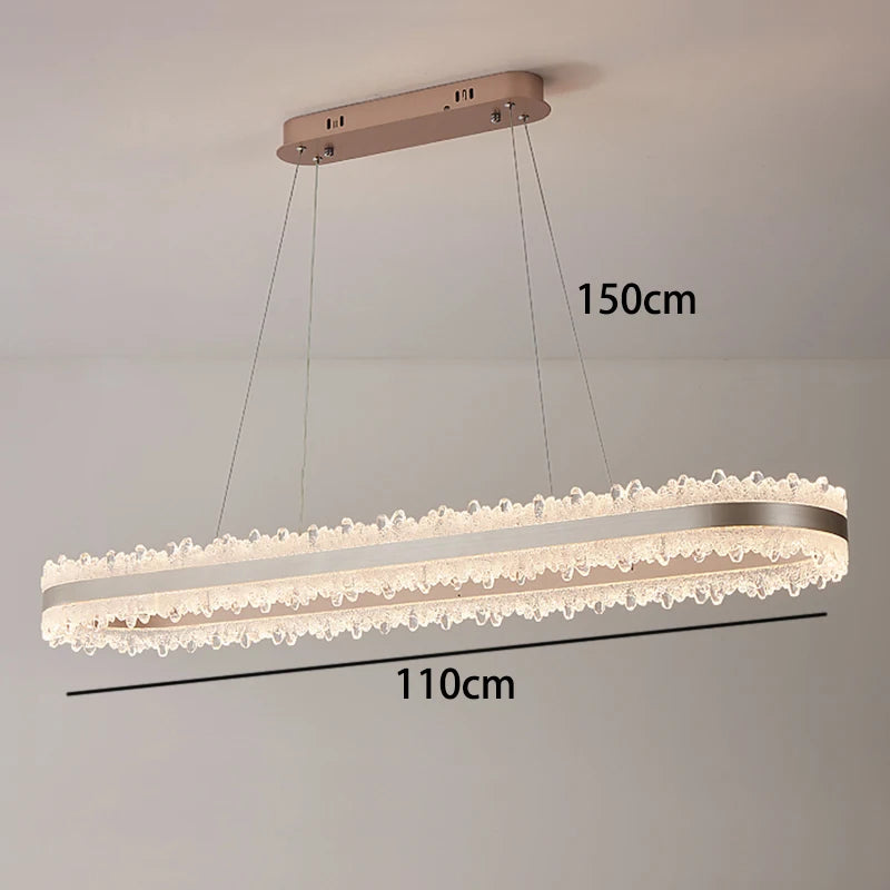 Modern Linear LED Strip Pendant Chandelier 90cm 110cm Ironware Acrylic Dimmable AC 90-240V