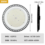 UFO LED High Bay Light 100W 150W 200W SMD2835 IP66 110-120lm/W 6000K AC 110-265V Warehouse