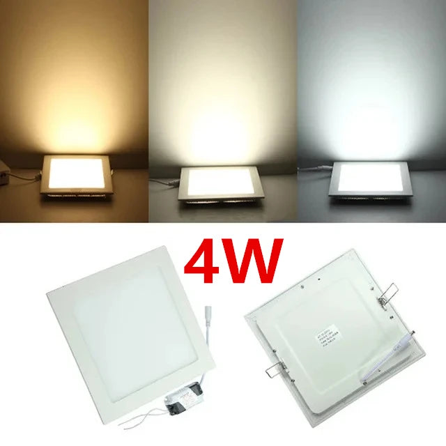 LED Recessed Panel Downlight 3W 4W 6W 9W 12W 15W 25W 120° PF97% AC 85-265V CE RoHS