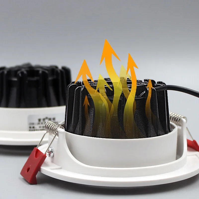 Dimmable COB LED Recessed Downlight 3W 5W 7W 9W 12W 15W 18W 24W Epistar 60° CRI 85+ 85-265V