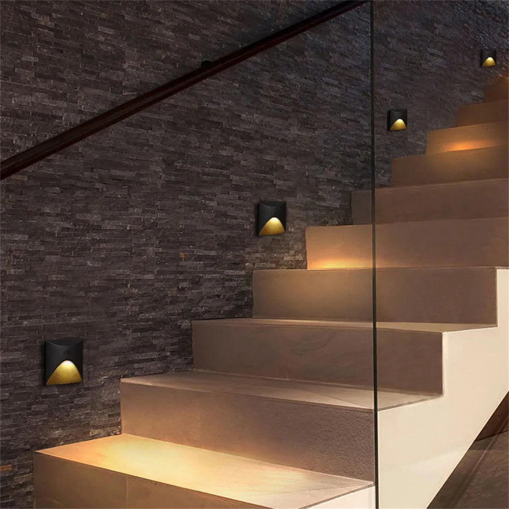 3W IP65 Recessed LED Stair Step Wall Lamp 85mm AC 100-240V White Black Gray Warm Cool White