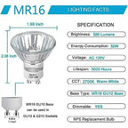 GU10 Halogen Bulb 35W 50W 2800K 500lm Dimmable CRI 75 180° 120V MR16 Shape Track Light