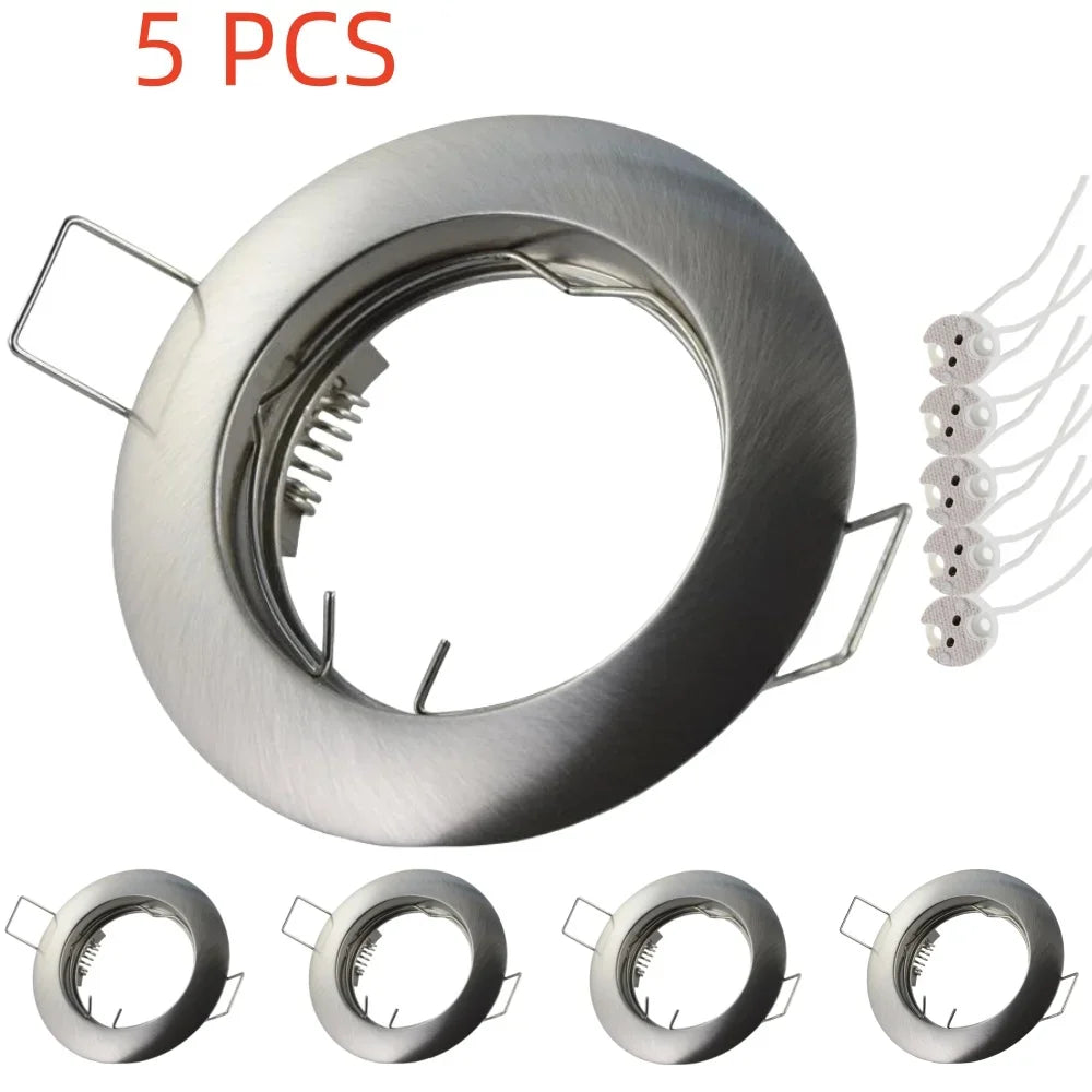 5-Pack GU10 MR16 GU5.3 Recessed Downlight Frame 80mm 60mm Cutout Spring Clips 4 Colors