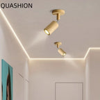 Japanese Minimalist Wood Cylinder LED Ceiling Spotlight Rotatable Surface Mount AC 90-260V