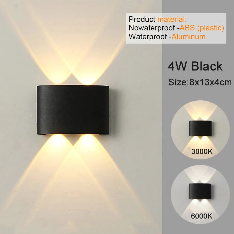 Modern LED Wall Sconce Up Down 6 Sizes Black White 3000K 6500K Waterproof AC 85-265V