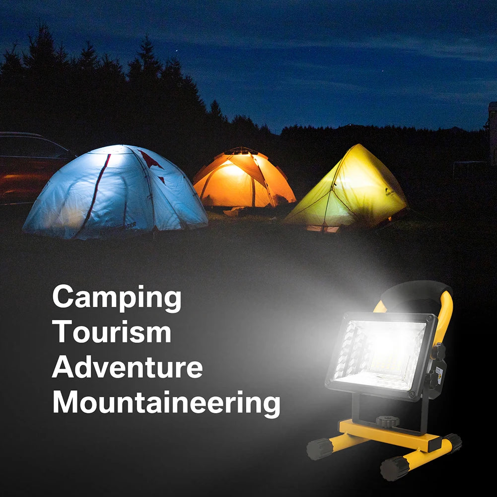 60W Rechargeable Portable COB LED Work Light 3000lm IP65 3-Mode Emergency 360° Floodlight