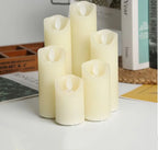 Rechargeable USB LED Flameless Pillar Candle 5.3cm Real Paraffin Wax Moving Flame Amber
