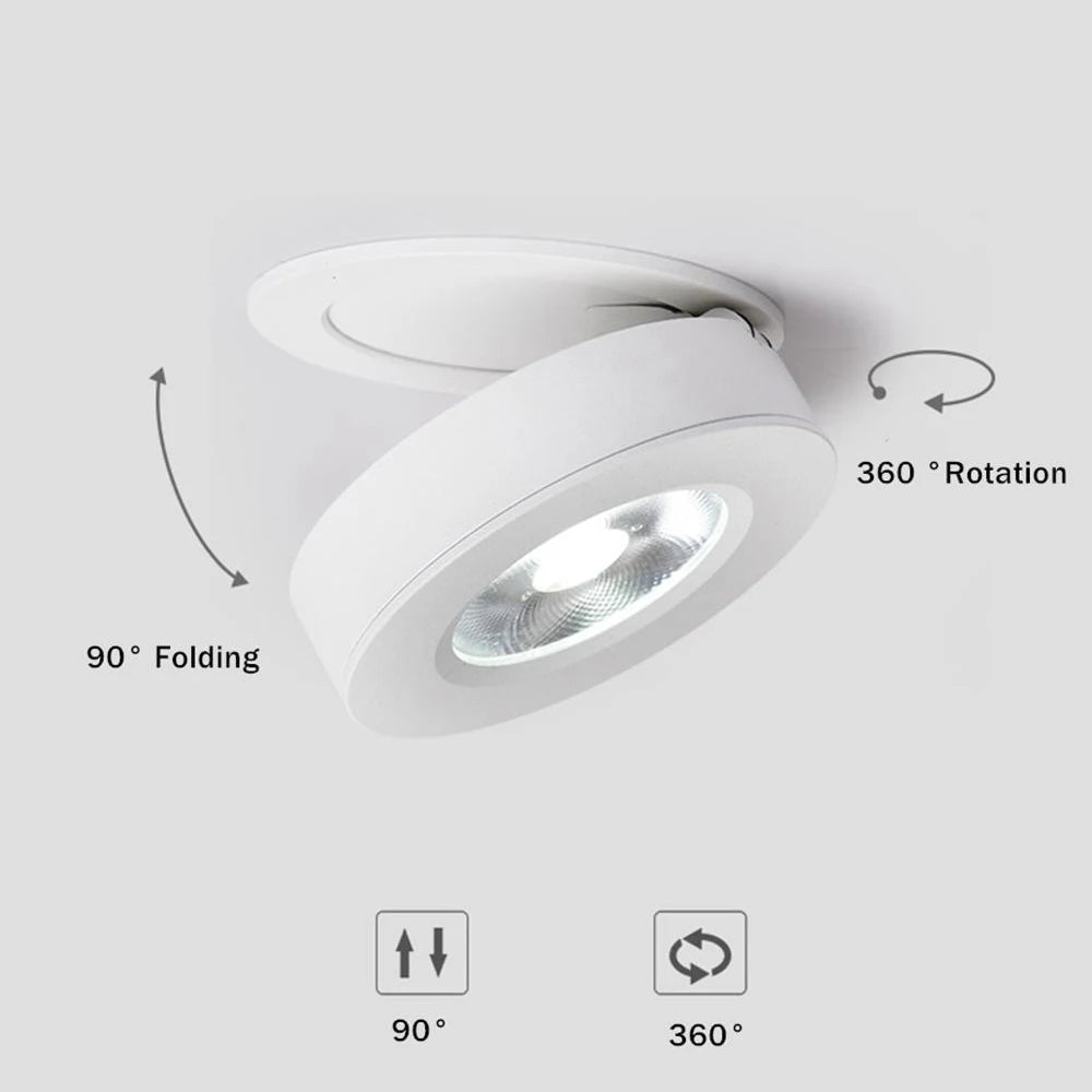 Dimmable 360-Degree Rotatable COB LED Recessed Downlight 5W 7W 9W 12W 15W 18W 24-Degree
