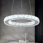 Luxury Ring LED Chandelier Pendant Light Stainless Steel Crystal Flush Mount Knob Dimmable Living Room Dining Room AC 90-260V