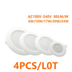4-Pack LED Recessed Downlight 6W-24W No Flicker 3000K 4000K 6000K AC 110-260V Kitchen