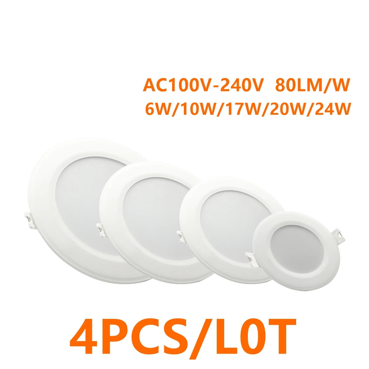 4-Pack LED Recessed Downlight 6W-24W No Flicker 3000K 4000K 6000K AC 110-260V Kitchen