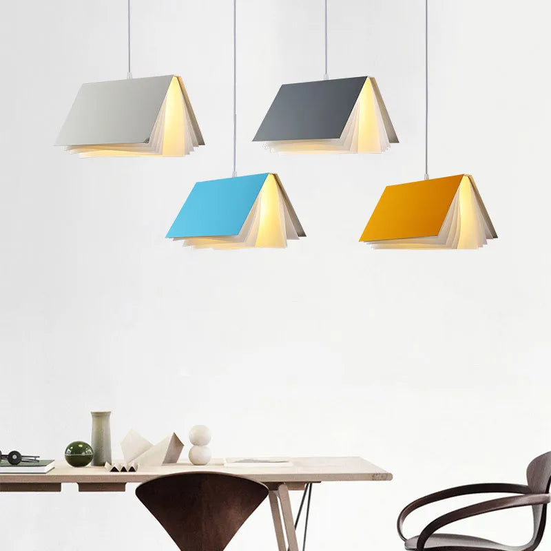 Modern Book Style LED Pendant Light E26 Single Head Iron PC Cord Pendant AC 110-240V Dining Room Kitchen Island Bedroom 5 Colors