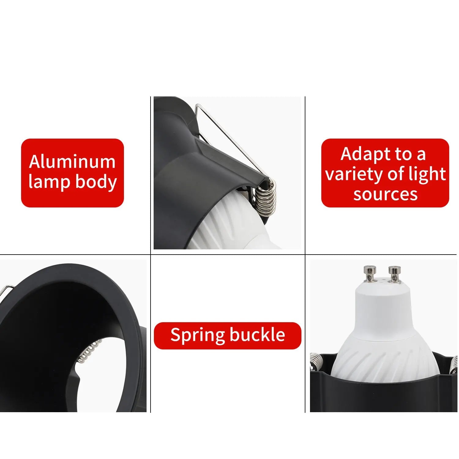 GU10 MR16 GU5.3 Recessed Spotlight Frame Splash-Proof 86mm Spring Clips Bathroom Wet Room