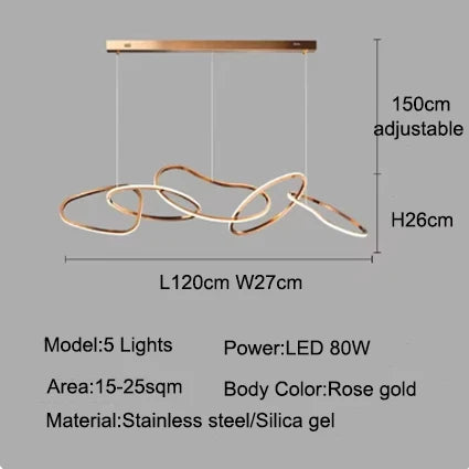 Modern LED Pendant Light 3-6 Heads 40-100W 3-CCT Dimmable RF Remote AC 90-260V Black Gold