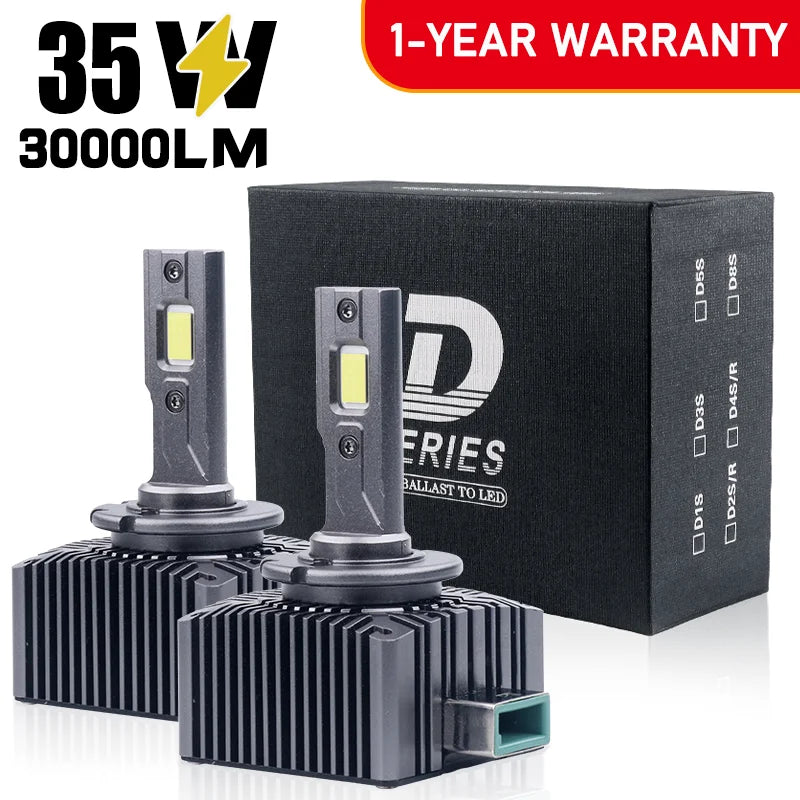 D1S D2S D3S D4S D5S D8S LED Headlight 30000lm 70W 30-CSP IP68 Canbus DC 12-24V 2-Pack