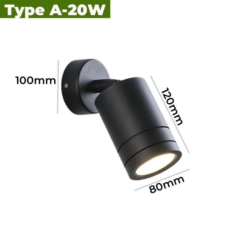 Outdoor Long Arm COB LED Wall Light 10W 15W 20W IP65 Waterproof Aluminum Baked Finish AC 85-265V Porch Entrance Signboard