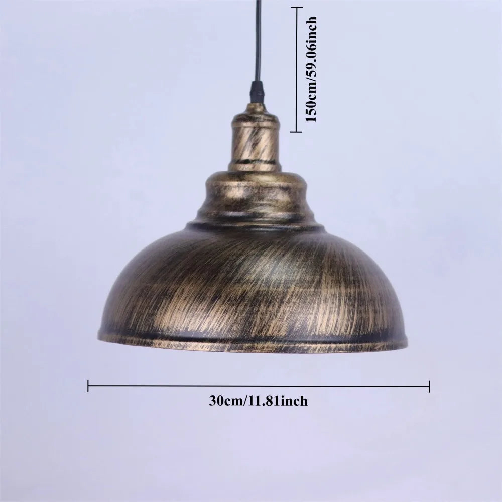 Vintage Industrial Iron Pendant Chandelier E26 Single Head Semi Flush Mount Touch Switch AC 90-260V Kitchen Dining Room Bar