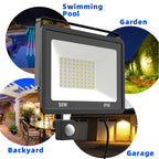 PIR Motion Sensor LED Flood Light 10W 20W 30W 50W 100W IP66 6000K AC 110-240V Outdoor