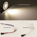 3W Mini COB LED Recessed Downlight 60° CRI 80 IP44 D37.5mm 30mm Cutout AC 12-220V Dimmable