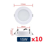 10-Pack LED Recessed Downlight 5W 9W 12W 15W 18W Epistar DC12V DC24V AC110-240V 120°