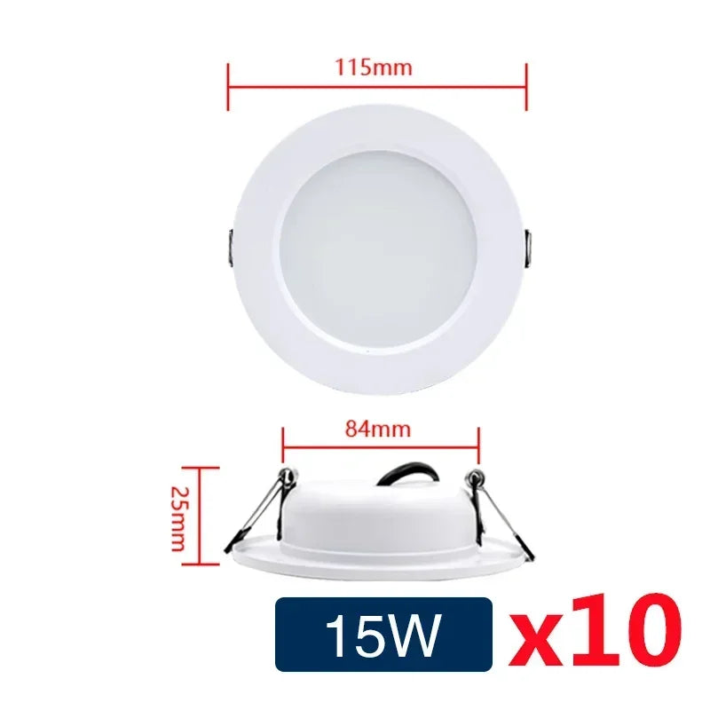 10-Pack LED Recessed Downlight 5W 9W 12W 15W 18W Epistar DC12V DC24V AC110-240V 120°
