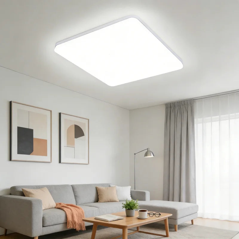 Ultra-Thin LED Flush Mount Ceiling Light 48W 6500K Square Iron Acrylic AC 90-260V