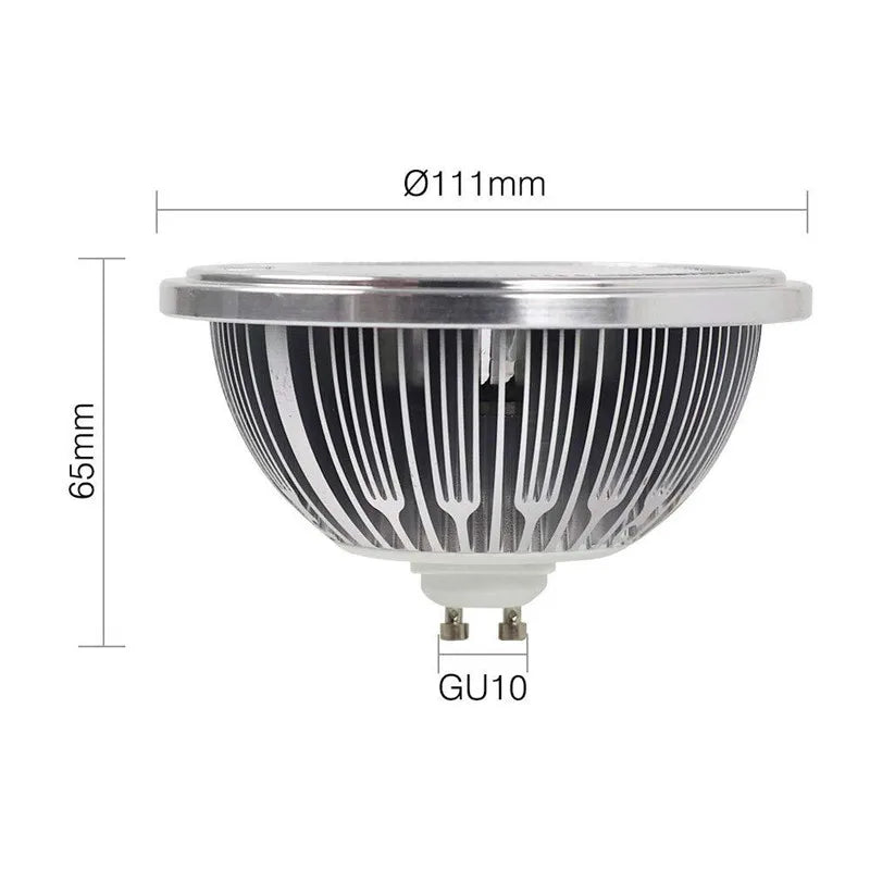 AR111 QR111 COB LED Spotlight 10W 15W G53 GU10 CRI 90+ 90-100lm/W 60° Dimmable AC 85-265V