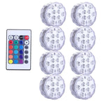 IP68 Submersible LED Pool Light 10 LED RGB 16 Colors Remote Control Battery Powered 2.4W Vase Fish Tank Pond Party 7x7x2.8cm