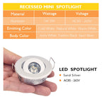 Mini Dimmable LED Recessed Downlight 1W 3W 52mm 45° CRI 80+ IP52 AC 85-265V 6 Pack