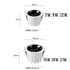 Dimmable LED Recessed Downlight 9W 12W 15W 18W 21W 120° 110lm/W AC 85-265V 3-Color