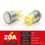 IP68 Waterproof Stainless Steel Push Button Switch 19mm 22mm 20A Momentary LED 12V 24V 110V 220V 4 Pin 20cm Wire 5 Colors