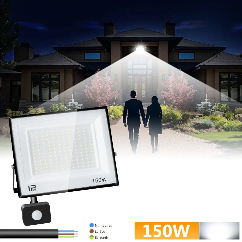 IP66 PIR Motion Sensor LED Flood Light 20W 30W 50W 70W 100W 150W 200W 300W Die Cast Aluminum 120 Degree AC 100-130V or 175-265V Garden