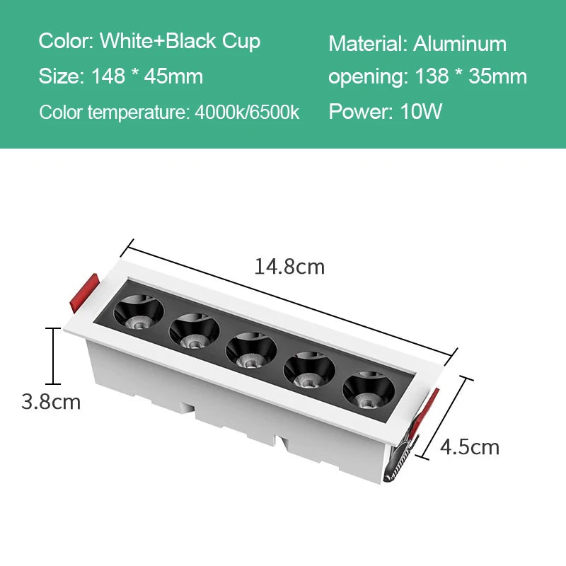 Modern Rectangle LED Ceiling Downlight Recessed Light